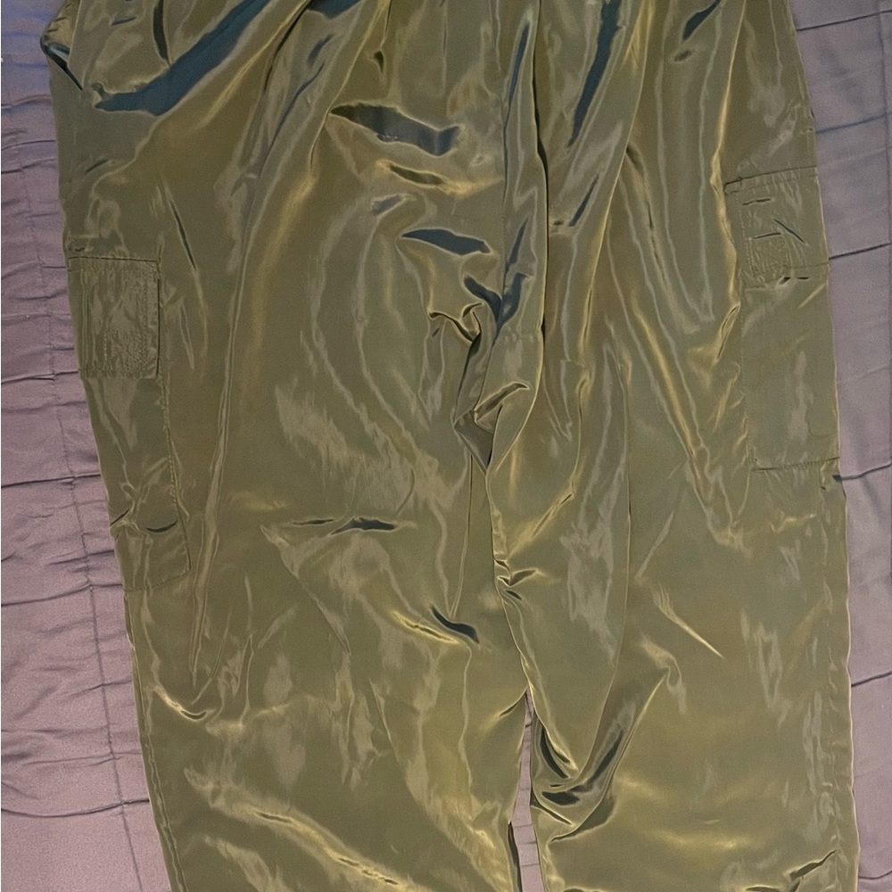 New Look Olive Green Satin Trousers
